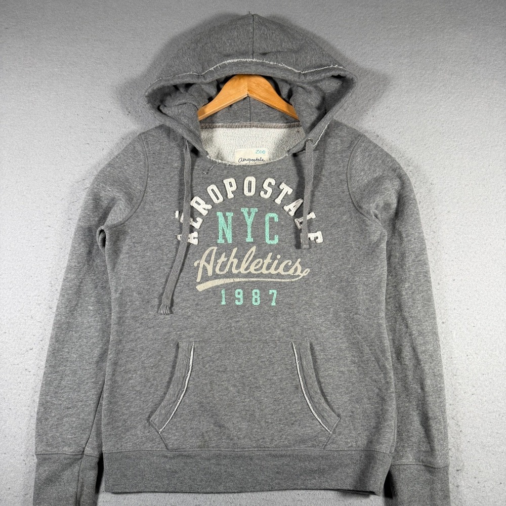 Aeropostale Gray NYC Athletics 1987‎ Hoodie Sweatshirt Women's Large Trendy